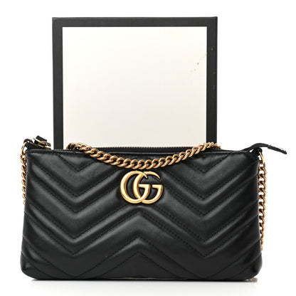 Gucci Calfskin Matelasse Mini GG Marmont Chain Bag Black 19 of 19