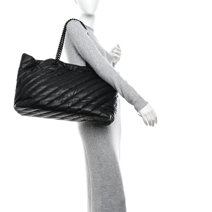 Balenciaga Crushed Calfskin Quilted Matte Black Hardware Large Crush Carry All Tote Bag Black 2 of 9