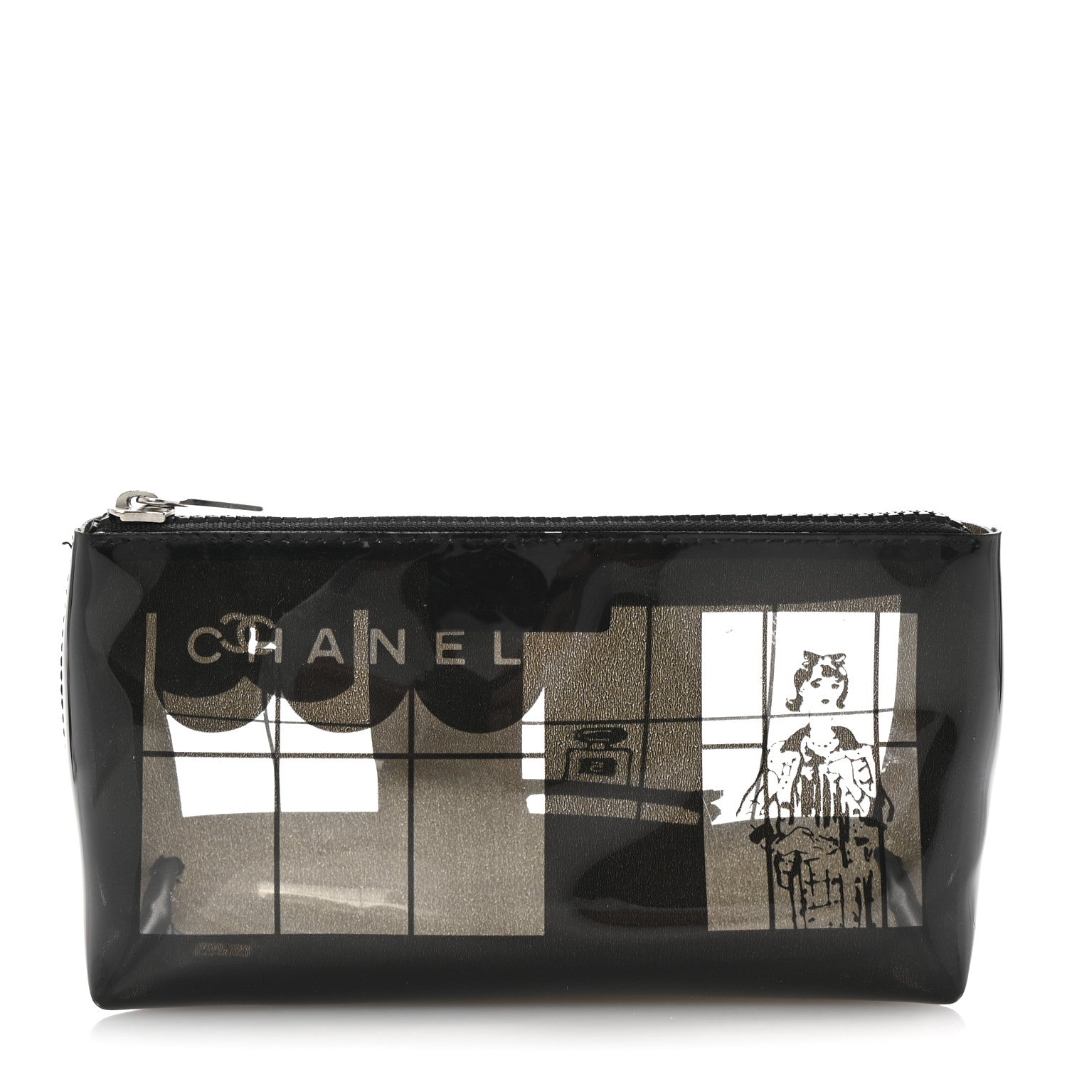 Chanel Vinyl Coco Window Cosmetic Pouch Black 1 of 7