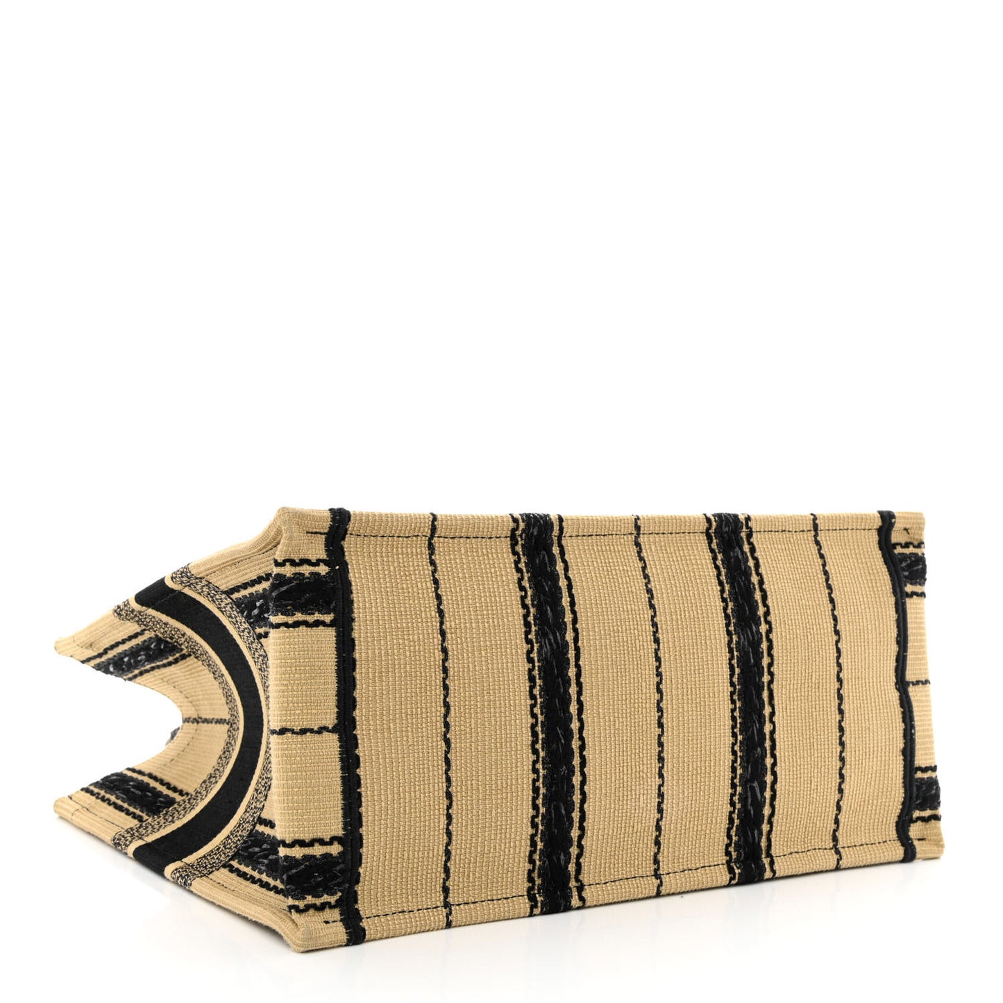 Canvas Embroidered Medium Bayadere Book Tote Black Beige