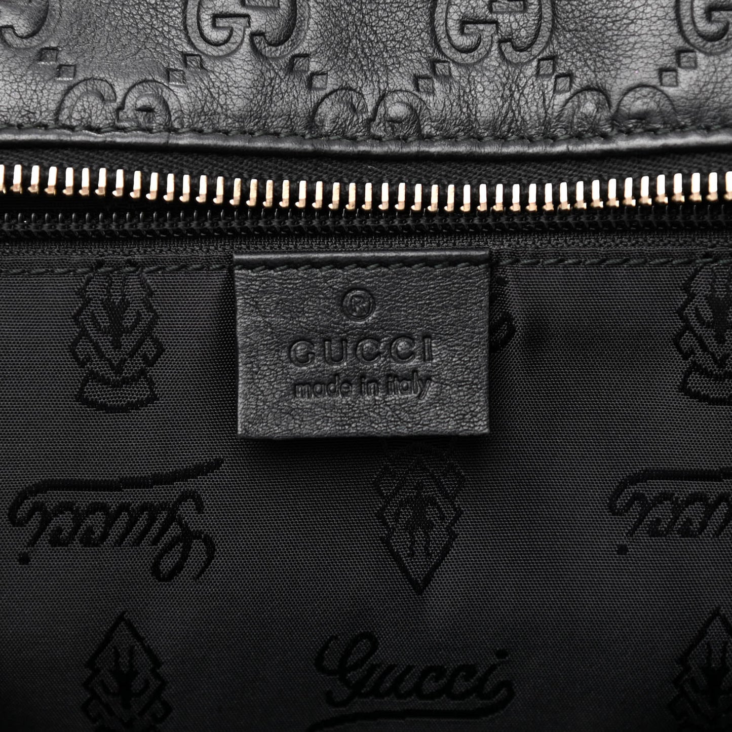 Guccissima Medium Zippered Shopping Tote Black
