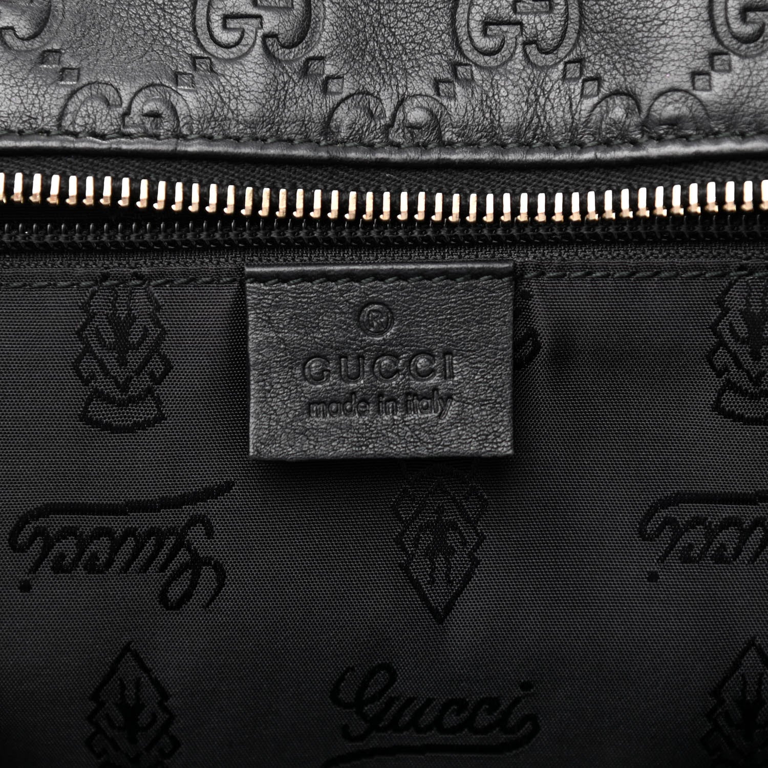 Gucci Guccissima Medium Zippered Shopping Tote Black 5 of 12