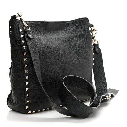 Valentino Garavani Pebbled Calfskin Small Rockstud Flip-Lock Messenger Bag Black 3 of 12