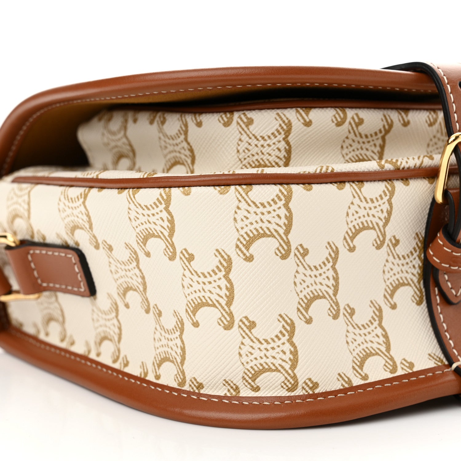 Celine Triomphe Canvas Medium Folco Bag White 9 of 10