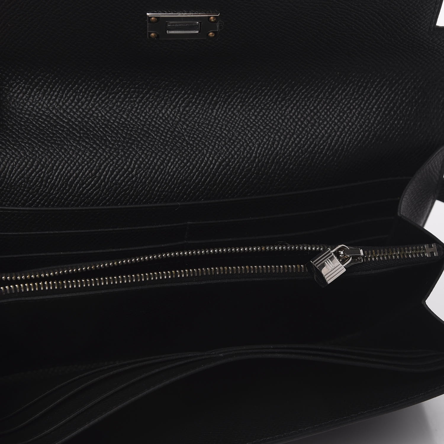 Hermes Epsom Kelly Longue Wallet Black 5 of 9