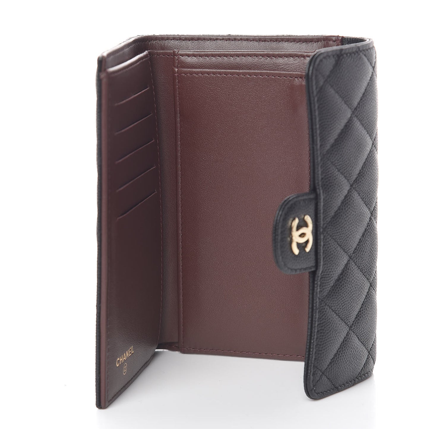 Caviar Quilted Medium Flap Wallet Black