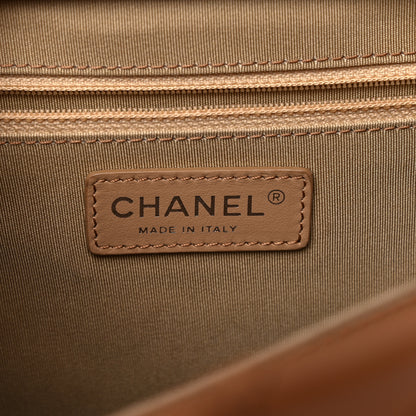 Chanel Calfskin Quilted Small Easy Shopping Tote Dark Beige 6 of 17