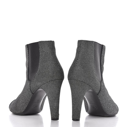 Chanel Mesh CC Cap Toe Ankle Boots 42 Argent Black 10 of 11