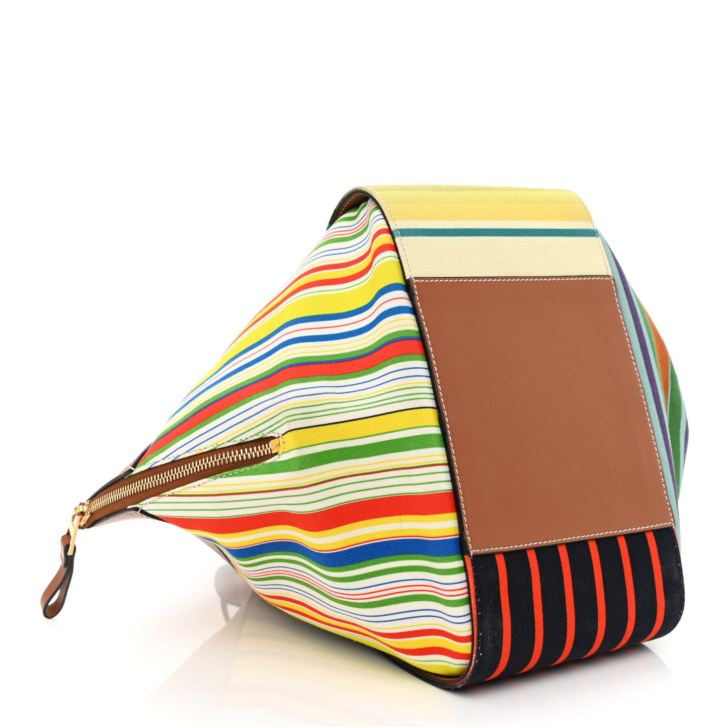 Canvas Calfskin Small Stripes Hammock Shoulder Bag Multicolor