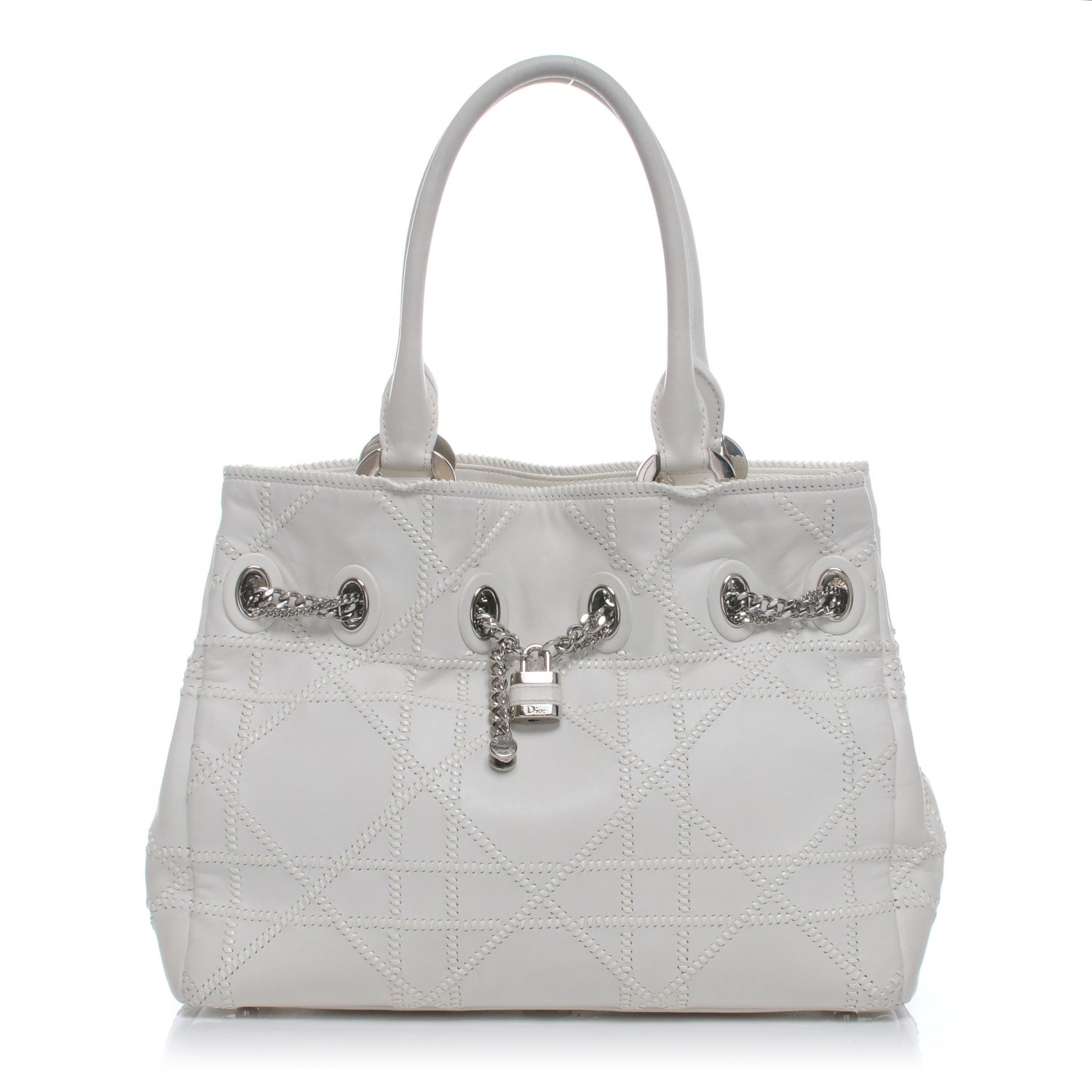 Christian Dior Lambskin Cannage Overstitching Chri Chri Tote White 1 of 7