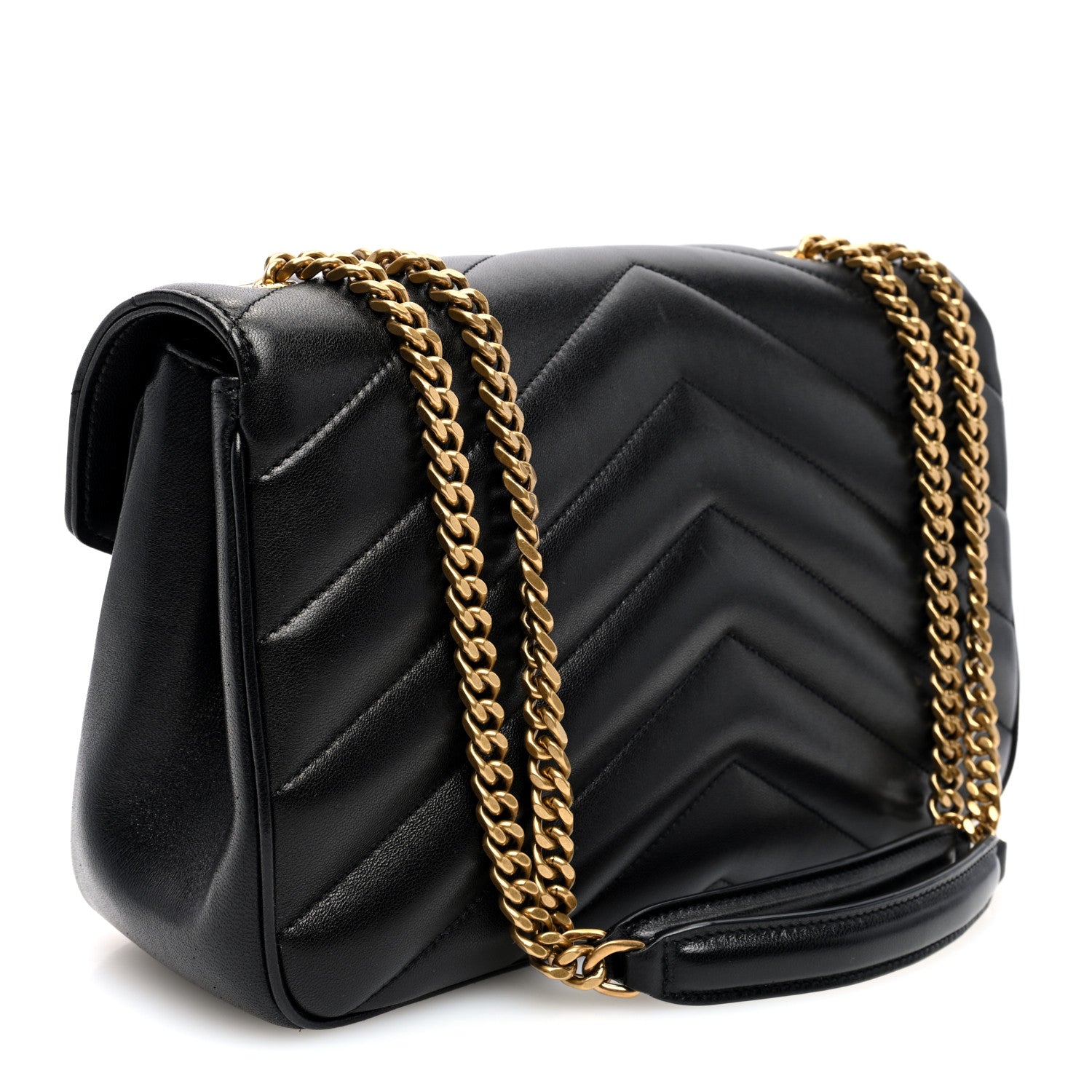 Saint Laurent Lambskin Chevron Quilted Medium Loulou Black 4 of 10