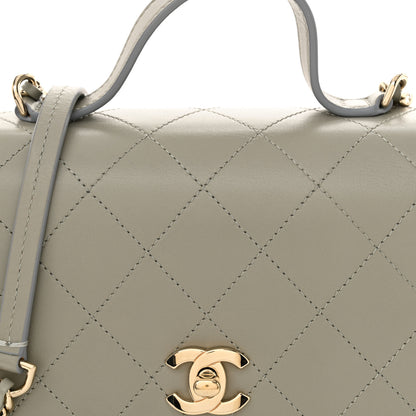 Chanel Calfskin Quilted Small Double Pocket Top Handle Flap Grey 8 of 11