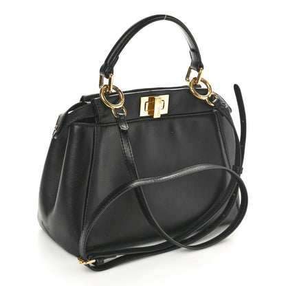 Fendi Nappa Mini Peekaboo Iconic Satchel Black 3 of 10