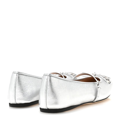 Gucci Nappa Lame Horsebit Ballet Flats 40 Argento 5 of 9
