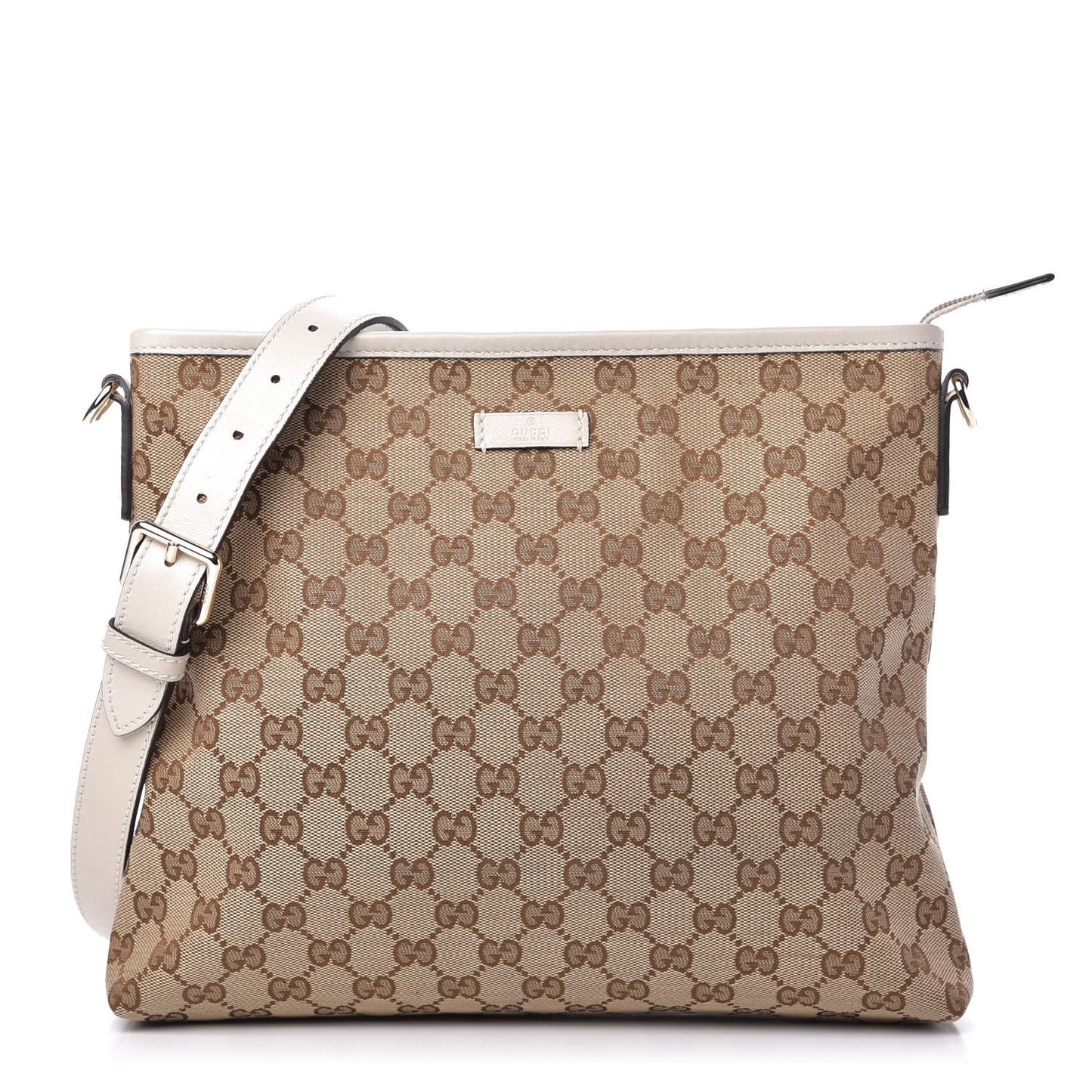 Monogram Medium Flat Messenger Bag Off White