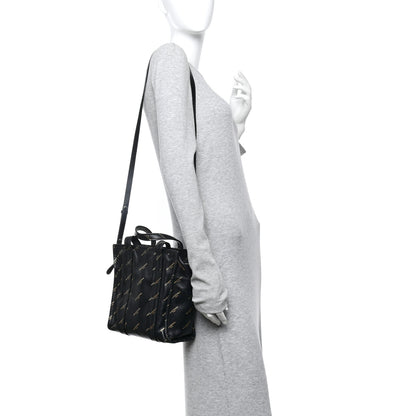 Balenciaga Calfskin Allover Logo XS Bazar Shopper Tote Black Gold 2 of 12