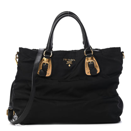 Prada Tessuto Nylon Soft Calfskin Tote Black 1 of 9