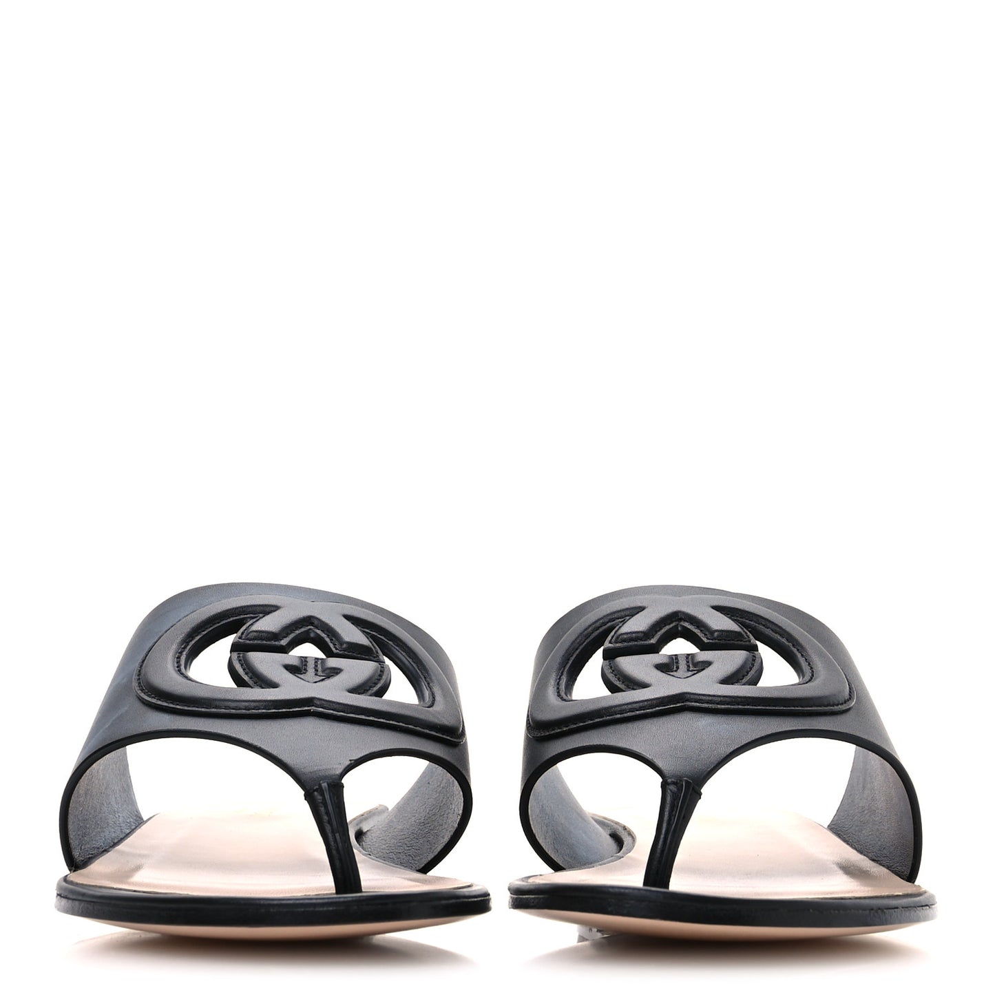 Sierra Calfskin Interlocking G Cut Out Thong Sandals 38 Black