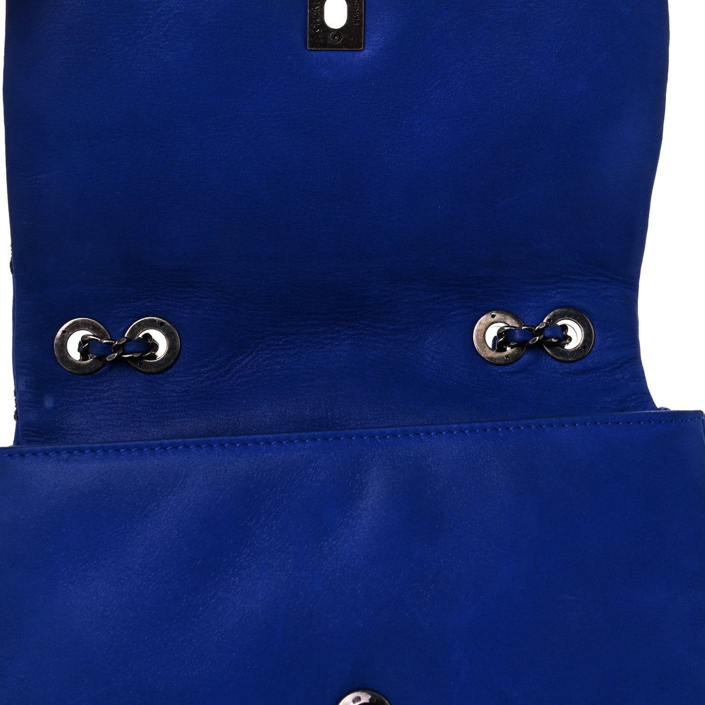 Suede Diamond Embellished Medium Single Flap Blue