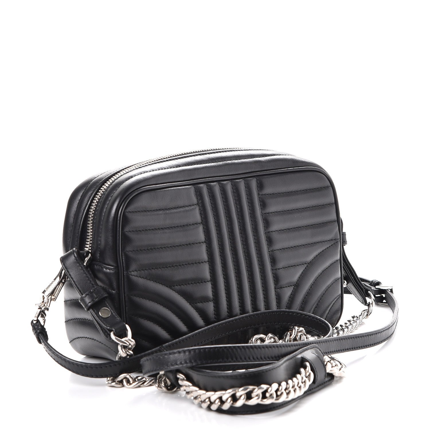 Prada Soft Calfskin Diagramme Crossbody Bag Black 4 of 8