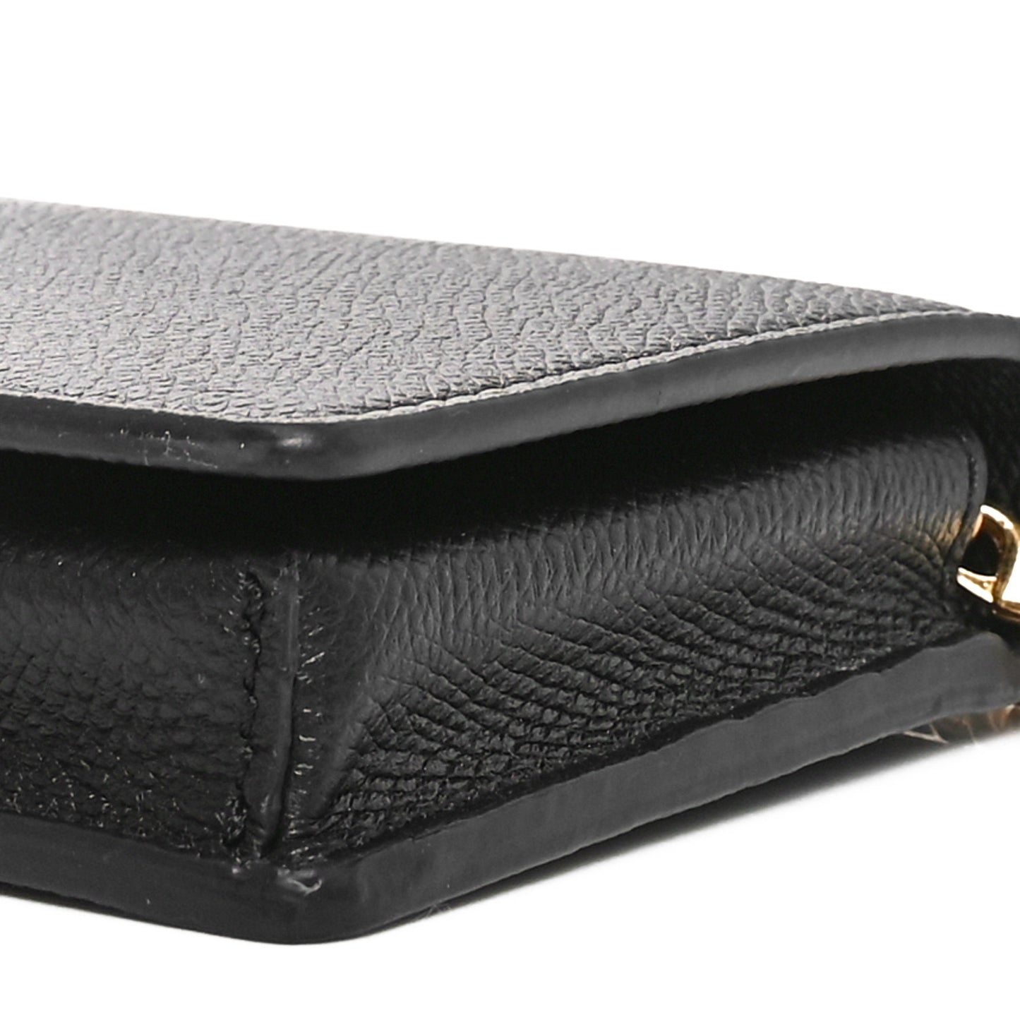 Grainy Calfskin VLogo Top Handle Wallet With Chain Black