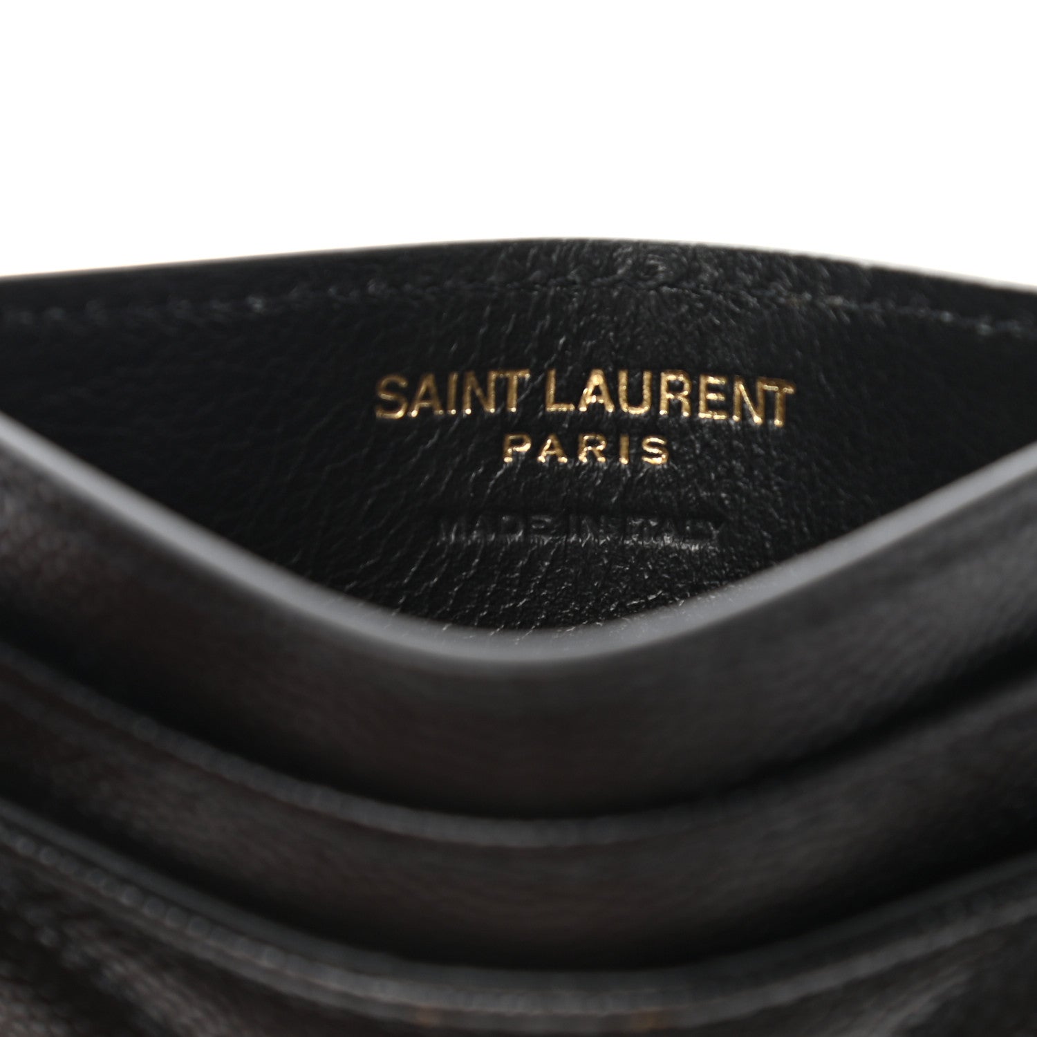 Saint Laurent Grain De Poudre Matelasse Chevron Monogram Credit Card Case Black 6 of 8