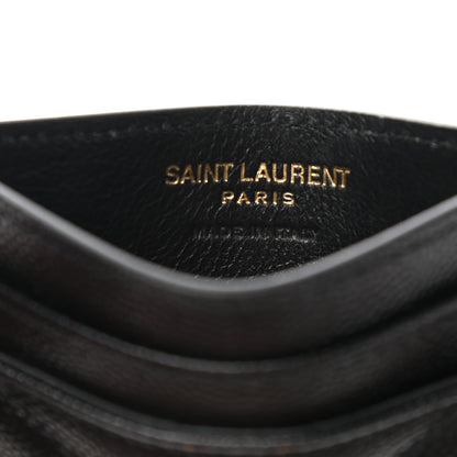 Saint Laurent Grain De Poudre Matelasse Chevron Monogram Credit Card Case Black 6 of 8