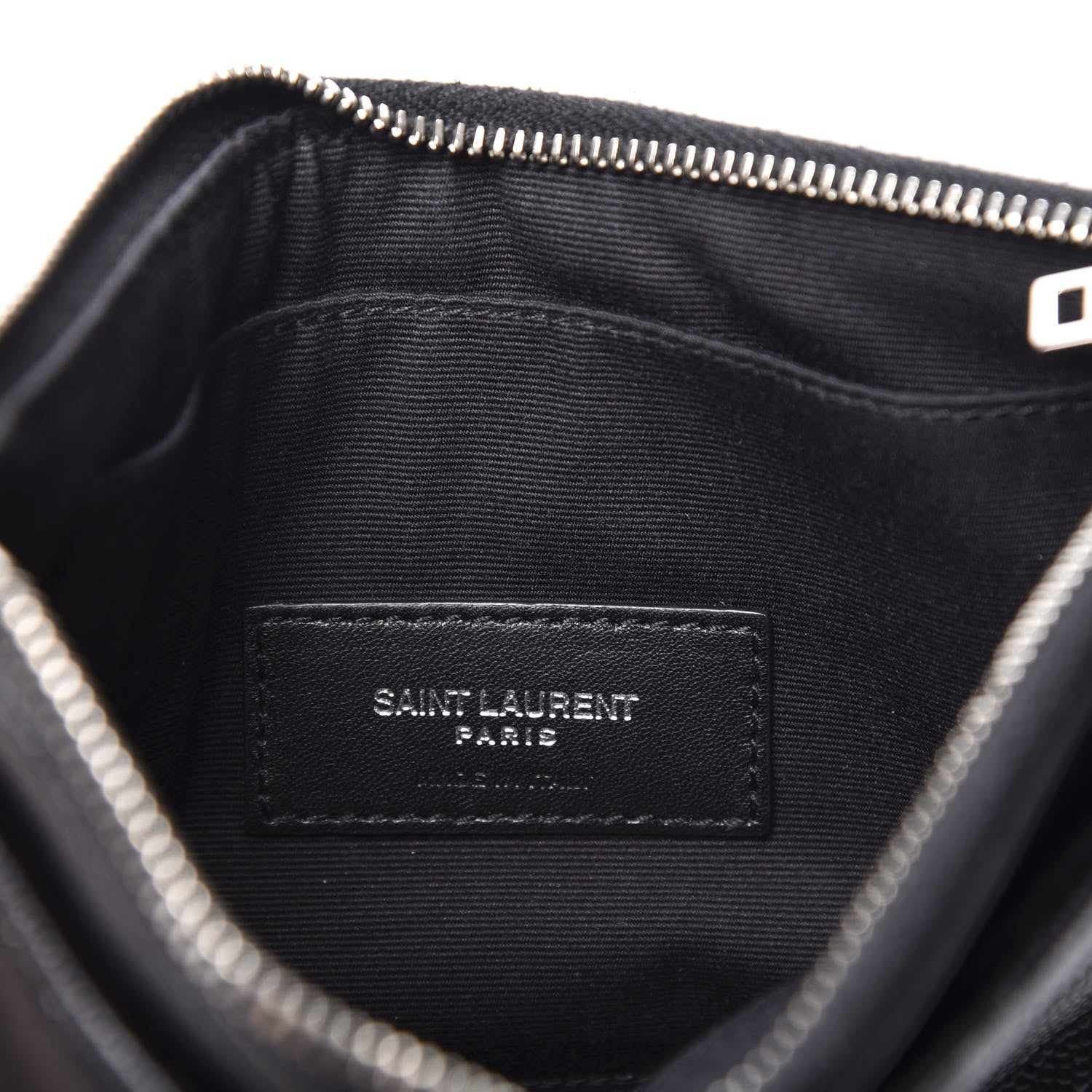 Saint Laurent Grain De Poudre Chevron Monogram Bill Pouch Black 7 of 9