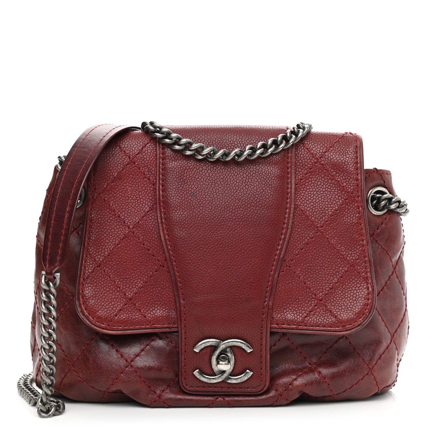 Chanel Caviar Aged Calfskin Medium Bubble Graphic Messenger Bag Dark Red 1 of 13
