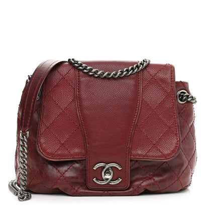 Chanel Caviar Aged Calfskin Medium Bubble Graphic Messenger Bag Dark Red 1 of 13