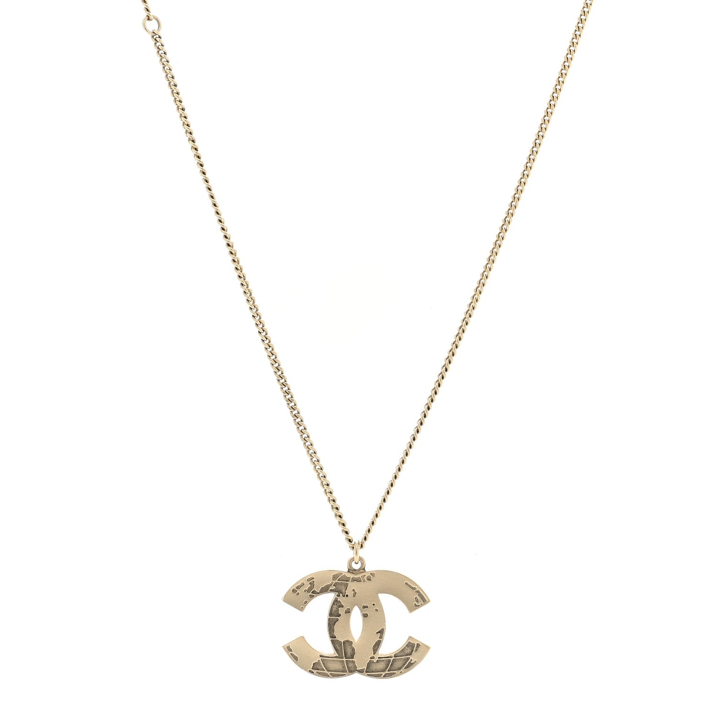 Globe CC Pendant Necklace Gold