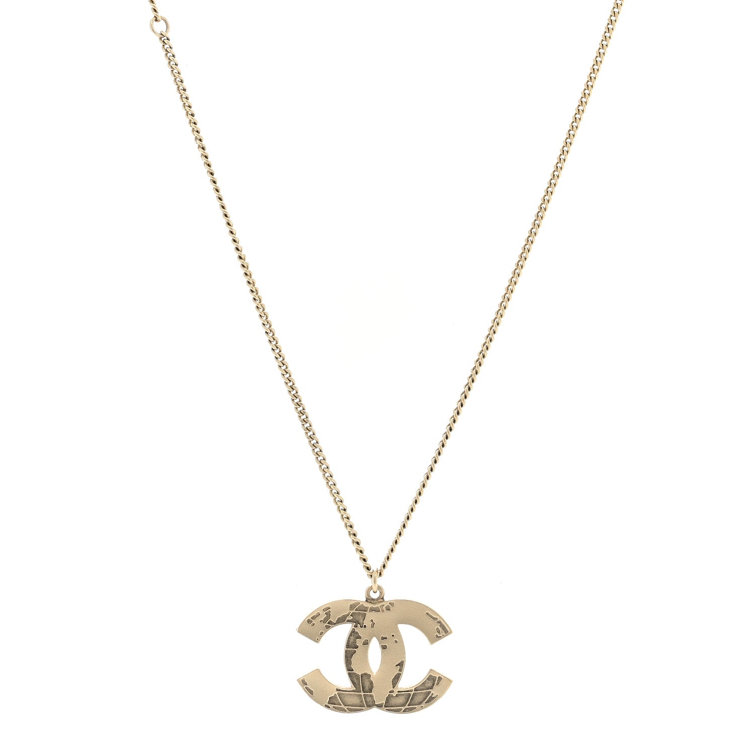 Chanel Globe CC Pendant Necklace Gold 1 of 4