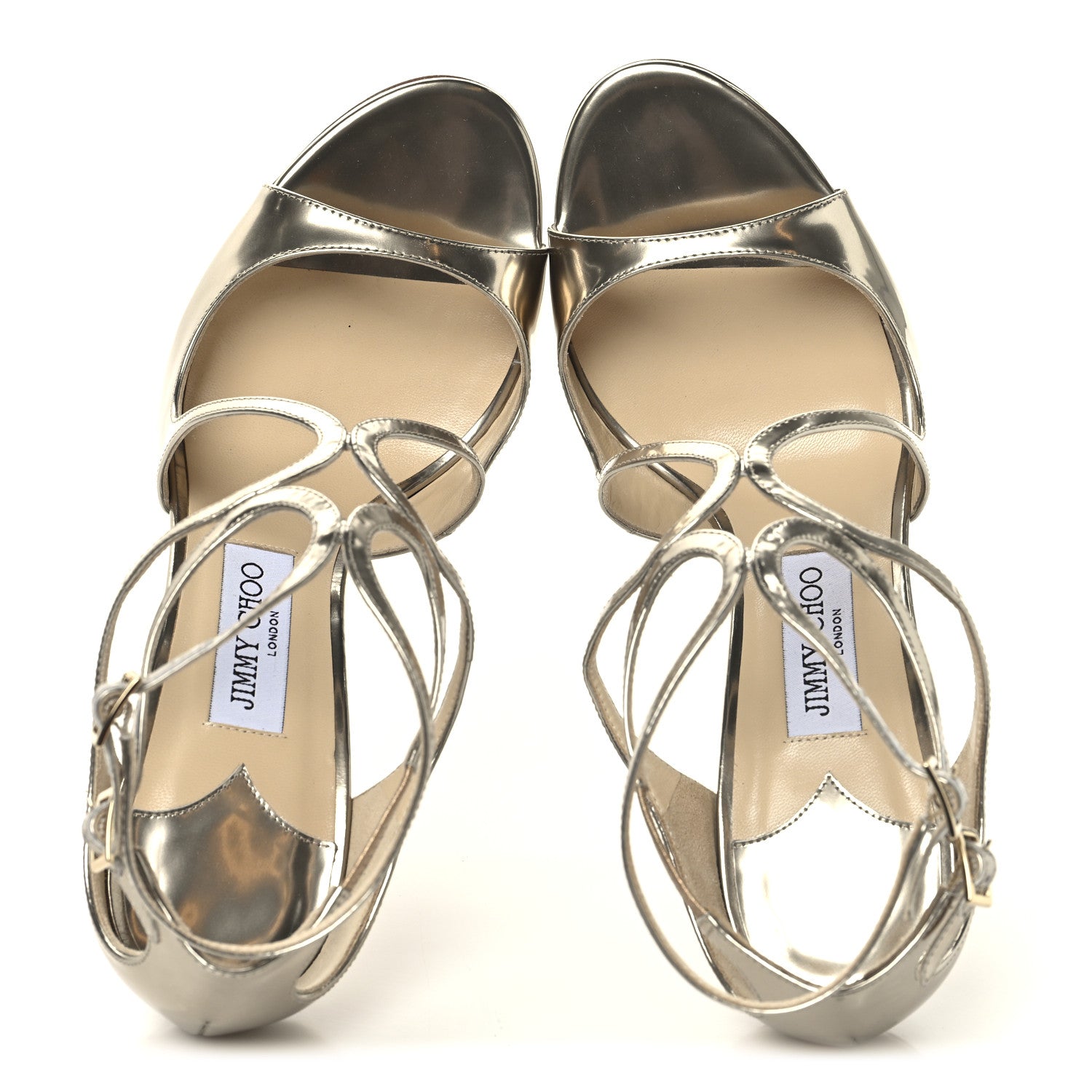 Jimmy Choo Mirror Calfskin Lang Sandals 41 Gold 2 of 9