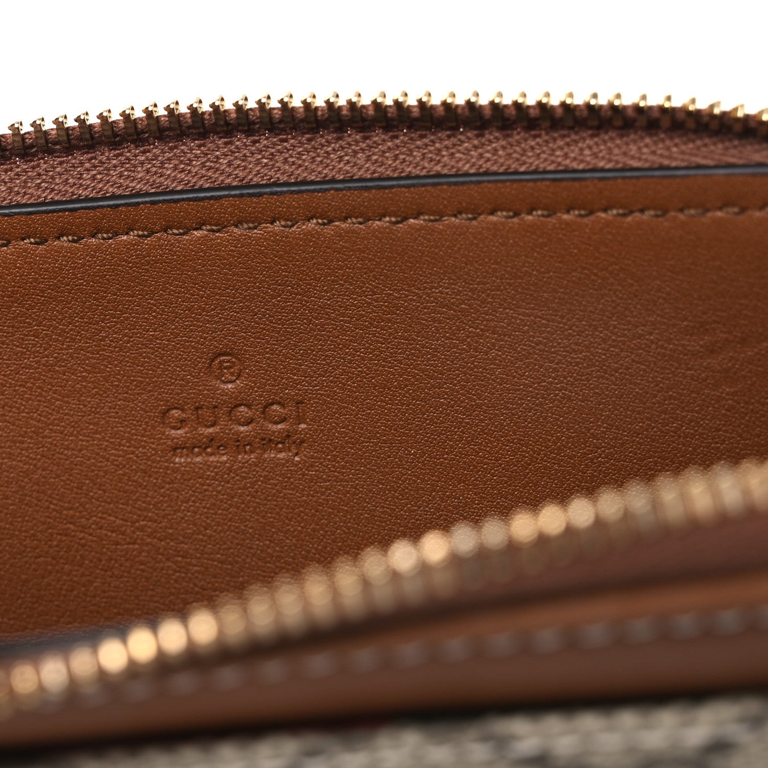 Gucci GG Supreme Monogram Emblem Zip Card Case Beige Ebony Sundial 6 of 9