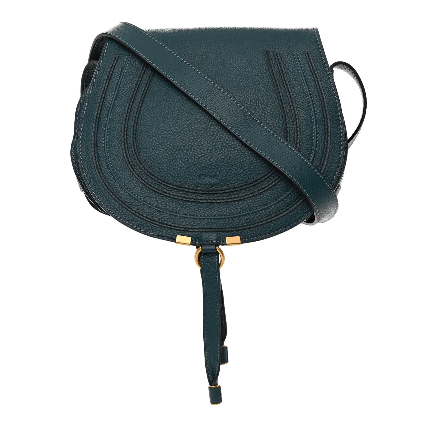 Grained Calfskin Medium Marcie Saddle Bag Navy Ink