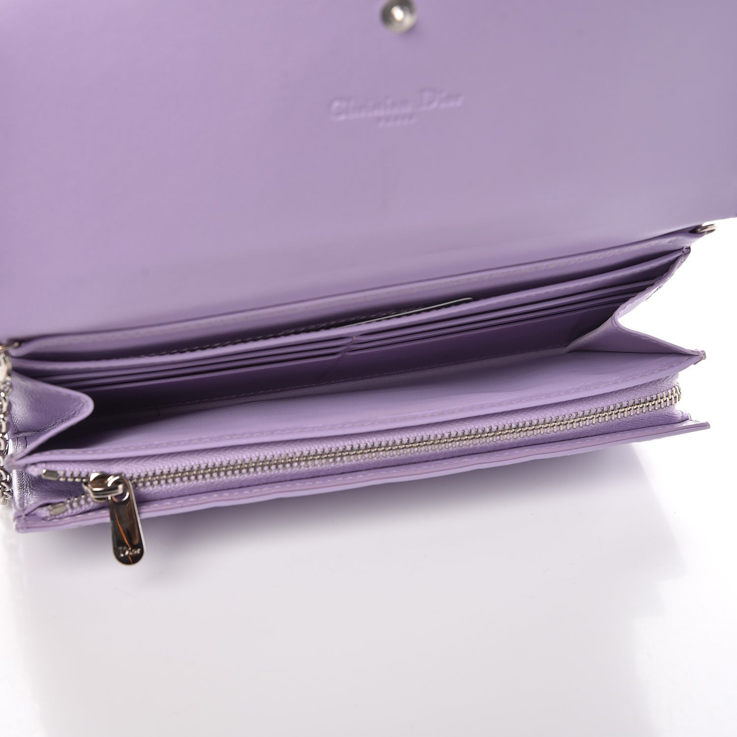 Christian Dior Patent Cannage Rendez-vous Chain Wallet Purple 5 of 8