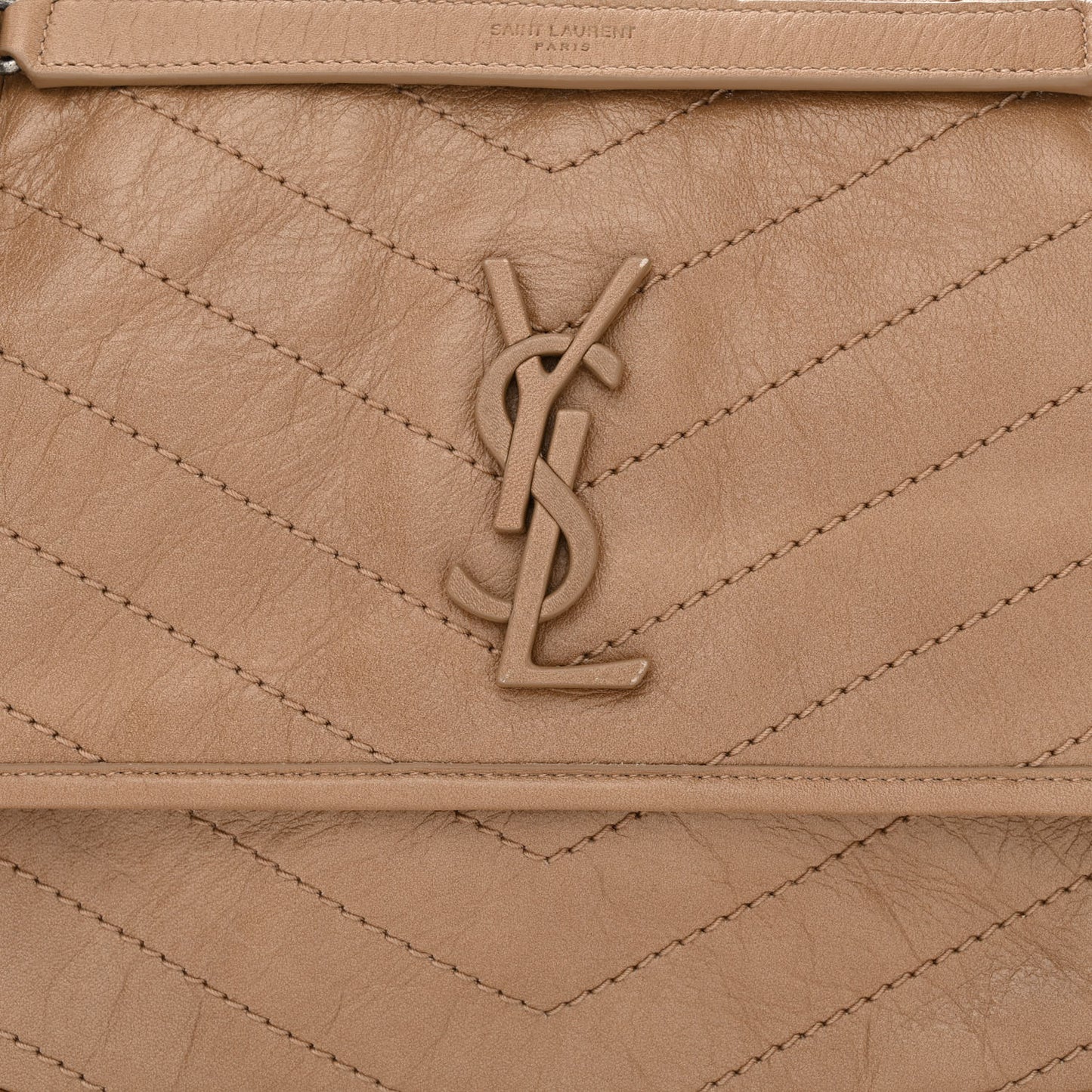 Crinkled Calfskin Matelasse Monogram Medium Niki Chain Satchel Dark Toffee
