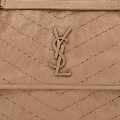Saint Laurent Crinkled Calfskin Matelasse Monogram Medium Niki Chain Satchel Dark Toffee 8 of 11