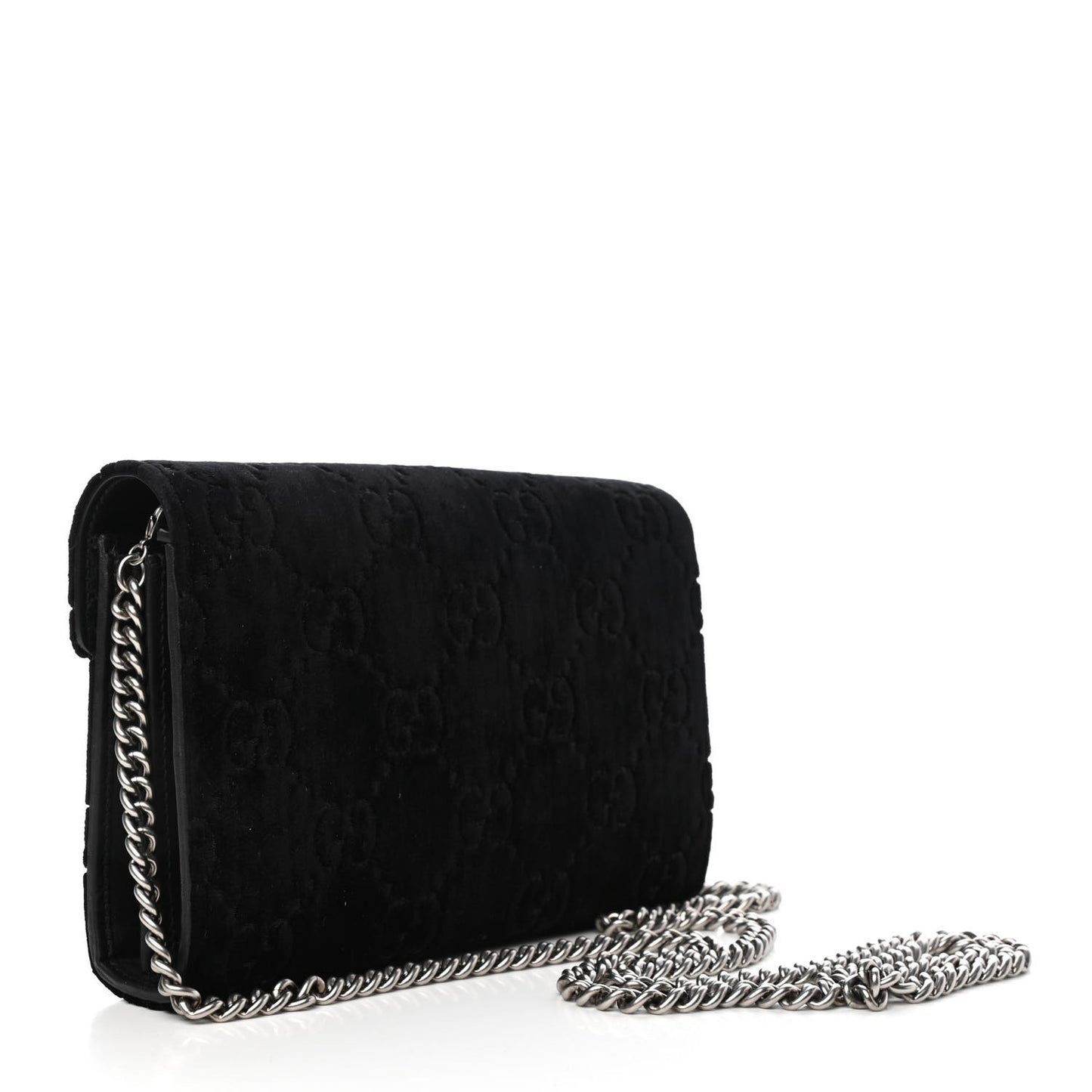 Velvet GG Monogram Mini Dionysus Chain Wallet Black