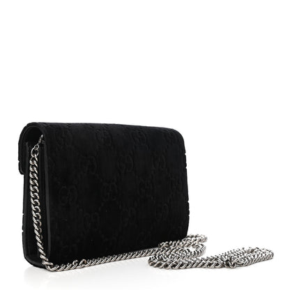 Gucci Velvet GG Monogram Mini Dionysus Chain Wallet Black 3 of 8