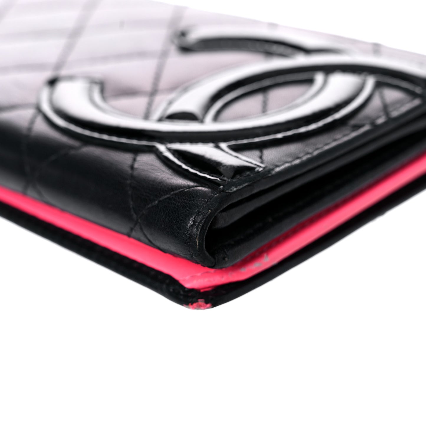 Calfskin Quilted Cambon Long Double Wallet Black