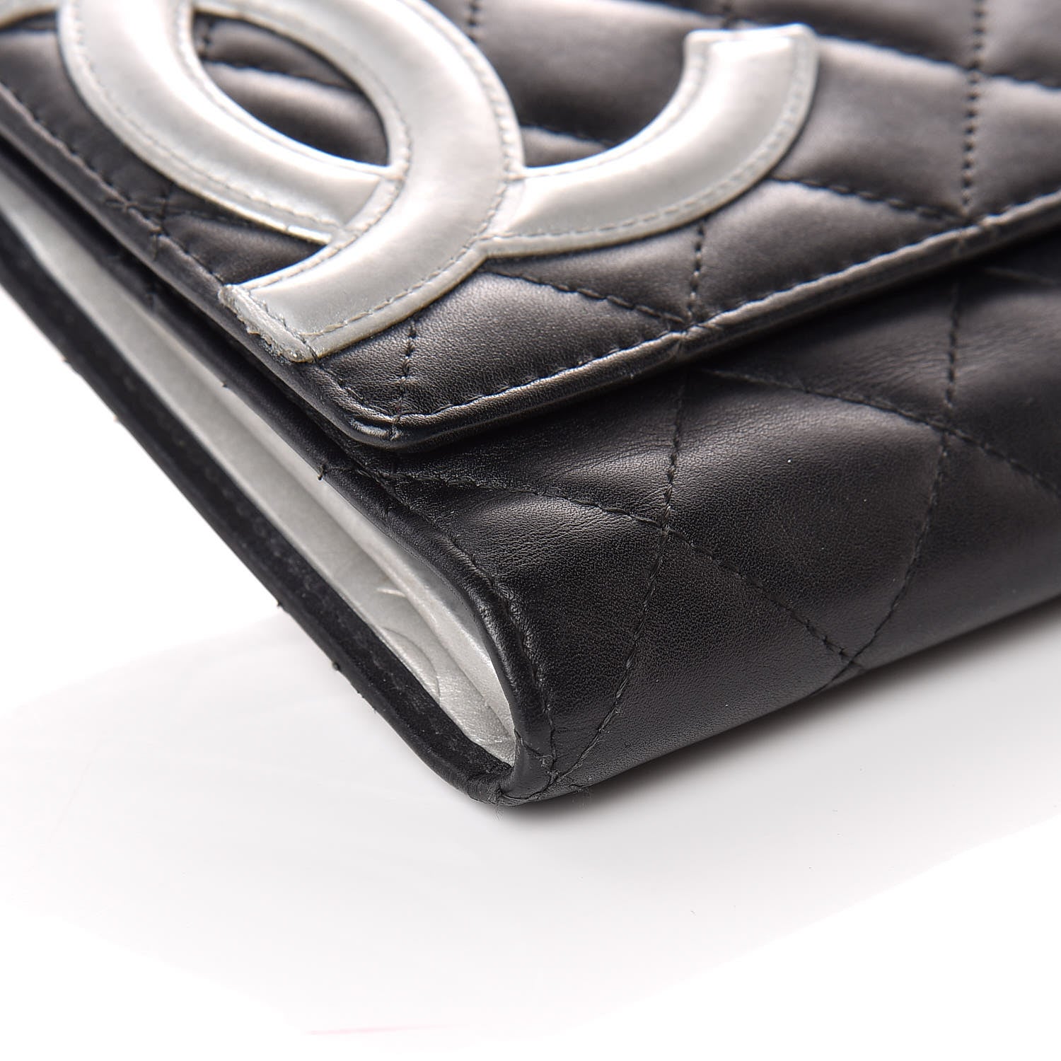 Chanel Calfskin Quilted Cambon Flap Wallet Black White 5 of 12