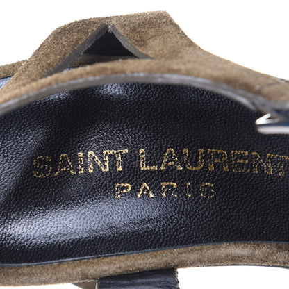 Saint Laurent Suede Bianca 105 Platform Sandals 37 Sage 10 of 10