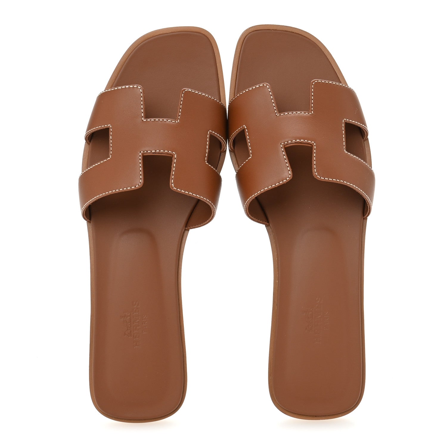 Hermes Box Calfskin Oran Sandals 39 Gold 2 of 10