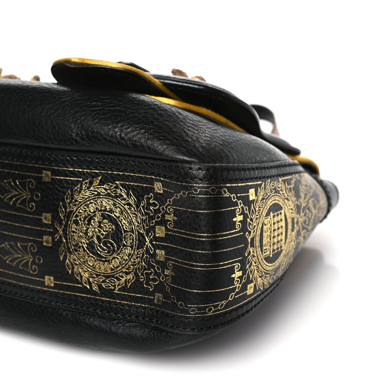 Fendi Calfskin Embellished B Bag Black 8 of 12