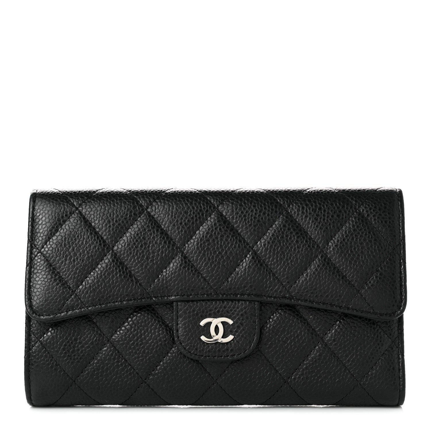 Chanel Caviar Quilted Large Gusset Flap Wallet Black 1 of 9