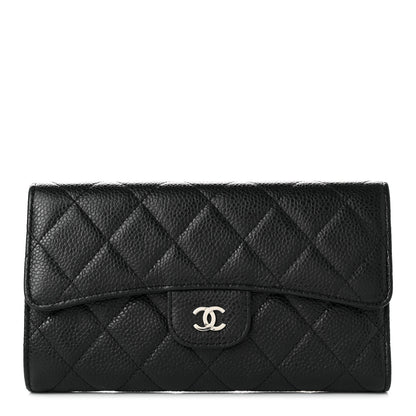 Chanel Caviar Quilted Large Gusset Flap Wallet Black 1 of 9