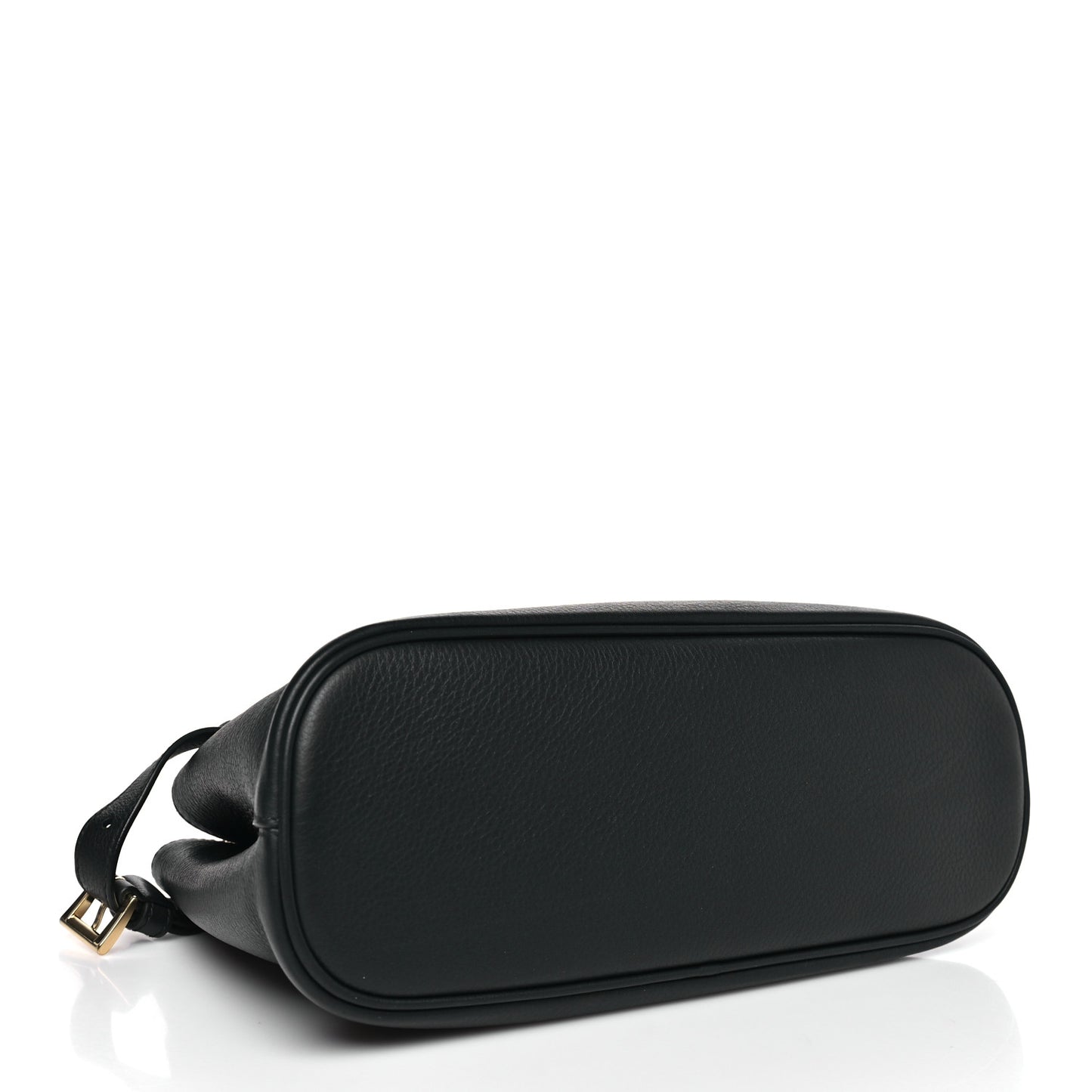 Soft Grain Calfskin Small Double Belt Tote Black