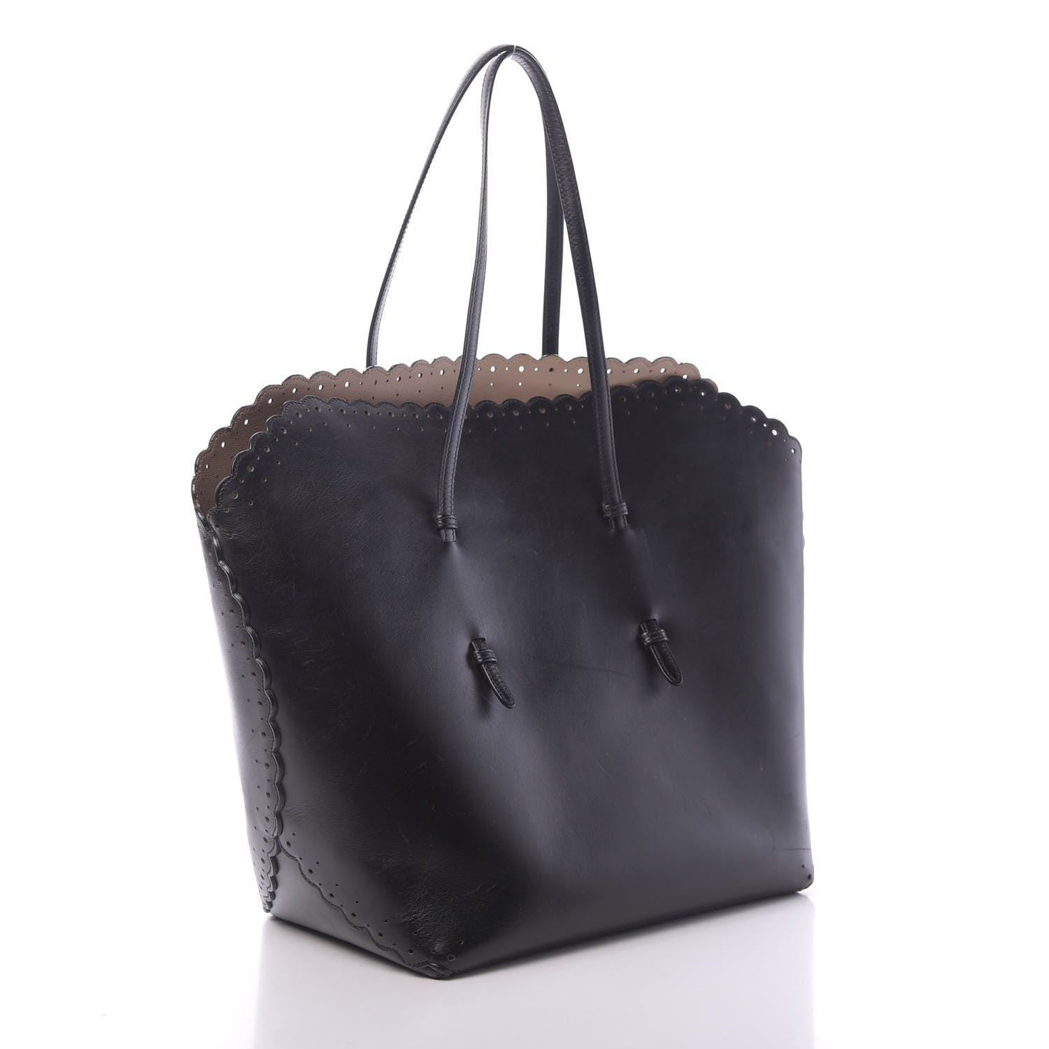 Alaia Calfskin Scalloped Trim Cabas MM Black 3 of 20