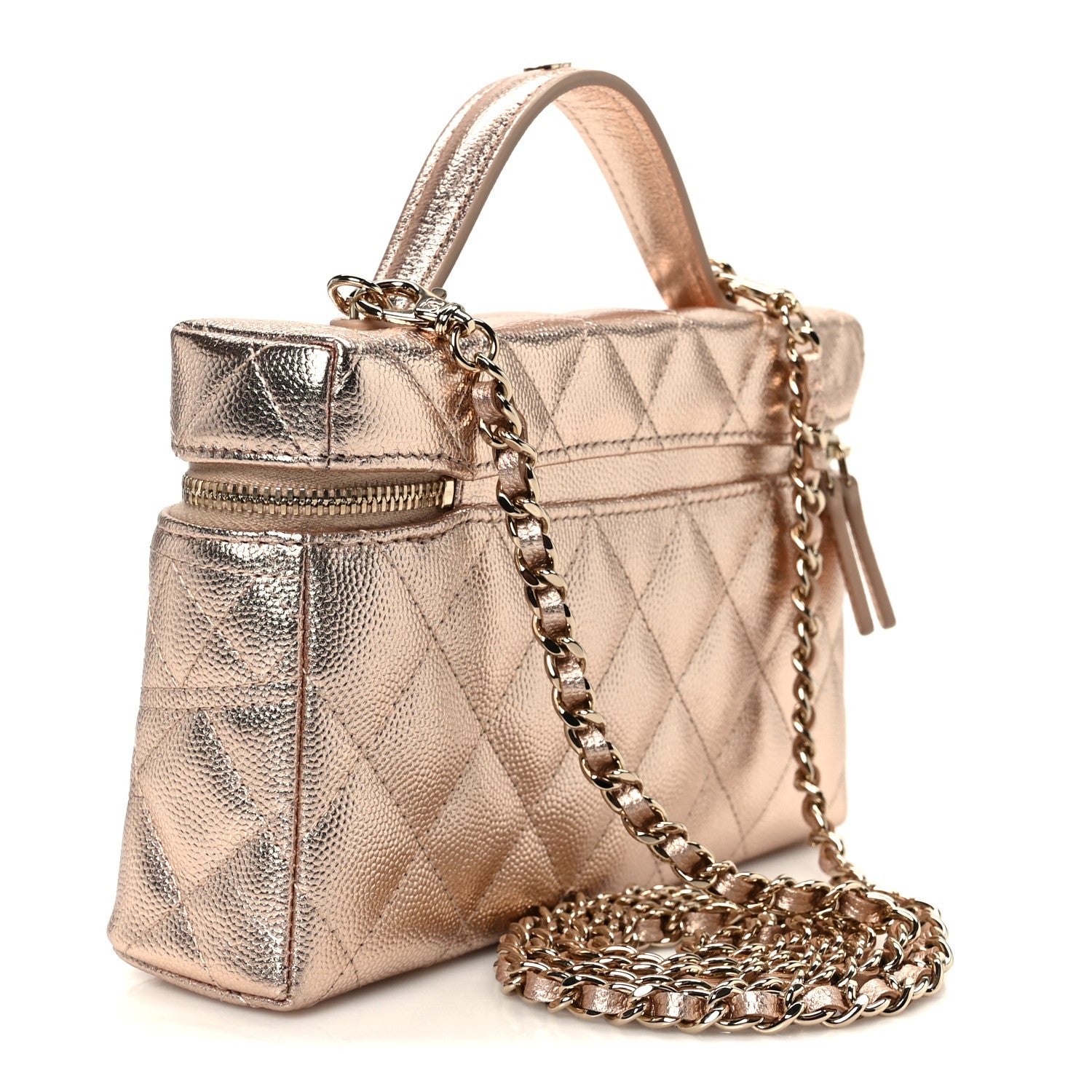 Chanel Metallic Caviar Quilted Trendy Handle Slim Vanity Copper 3 of 11